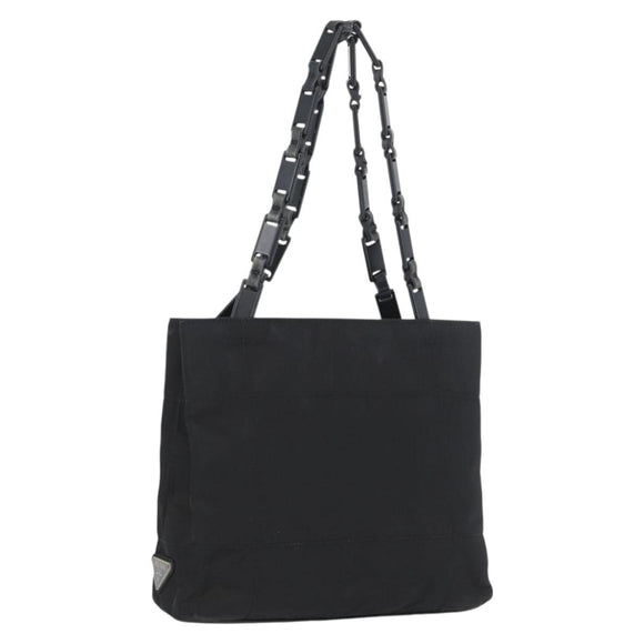 PRADA Tote Bag Nylon Black Silver Auth BSZ307