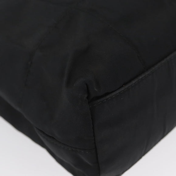 PRADA Tote Bag Nylon Black Silver Auth BSZ307