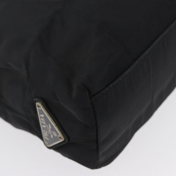 PRADA Tote Bag Nylon Black Silver Auth BSZ307