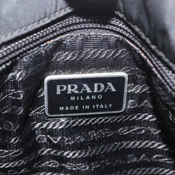 PRADA Tote Bag Nylon Black Silver Auth BSZ307