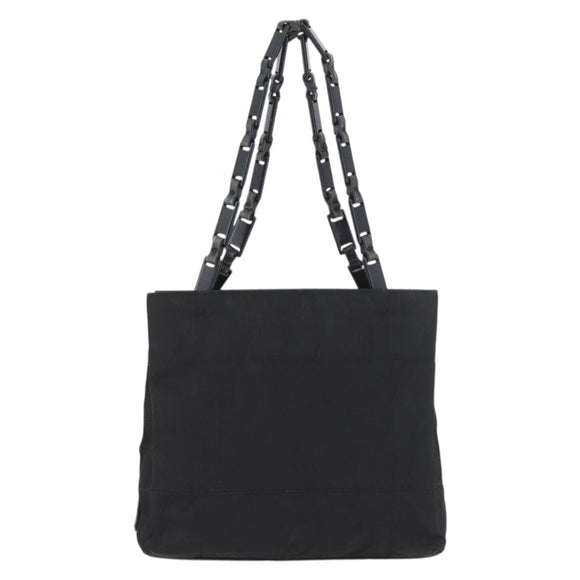 PRADA Tote Bag Nylon Black Silver Auth BSZ307