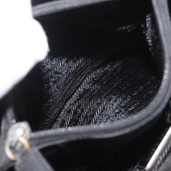 PRADA Tote Bag Nylon Black Silver Auth BSZ307