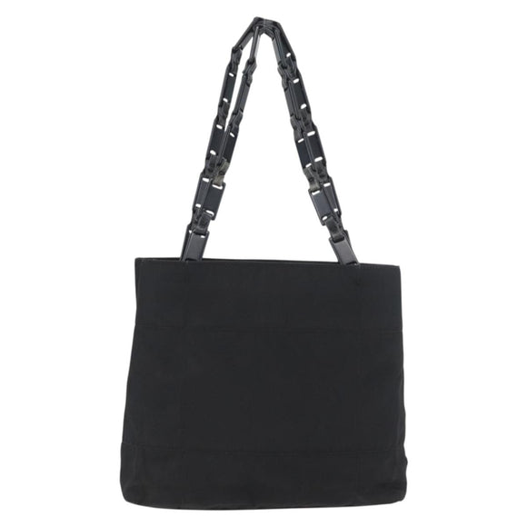 PRADA Tote Bag Nylon Black Silver Auth BSZ307