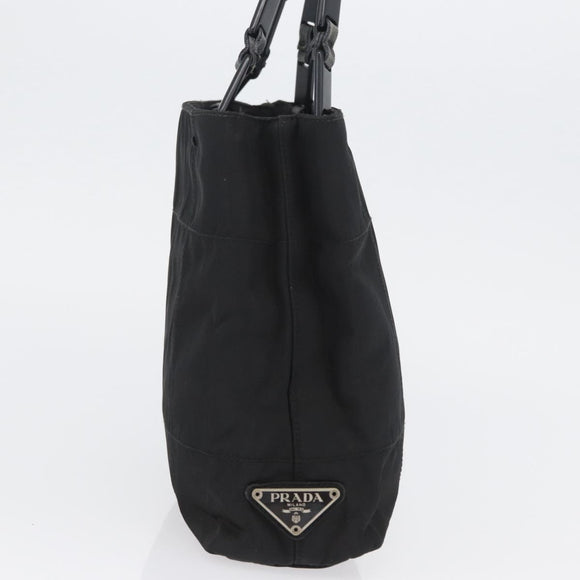 PRADA Tote Bag Nylon Black Silver Auth BSZ307