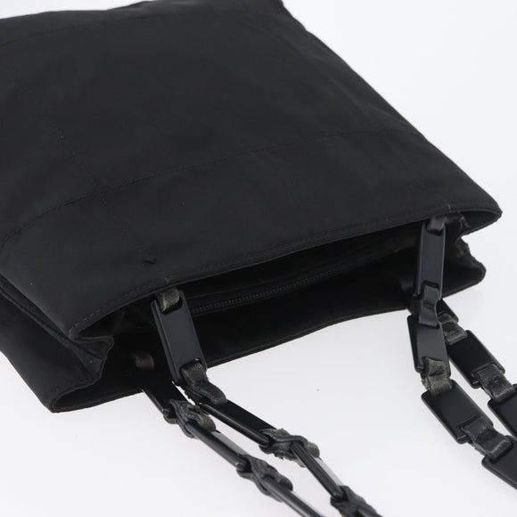 PRADA Tote Bag Nylon Black Silver Auth BSZ307