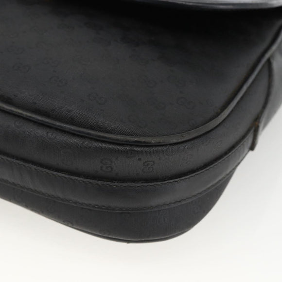 GUCCI Micro GG Supreme Schoudertas PVC Zwart Goud Auth BSZ310