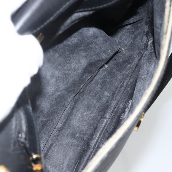 GUCCI Micro GG Supreme Schoudertas PVC Zwart Goud Auth BSZ310