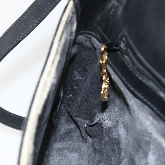 GUCCI Micro GG Supreme Schoudertas PVC Zwart Goud Auth BSZ310