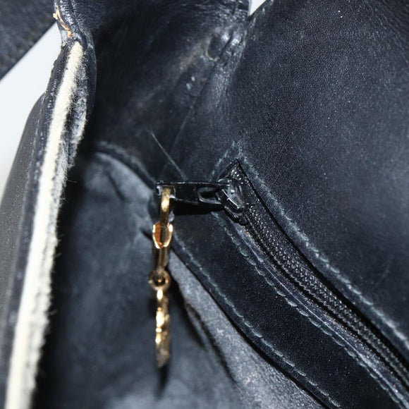 GUCCI Micro GG Supreme Schoudertas PVC Zwart Goud Auth BSZ310