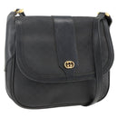 GUCCI Micro GG Supreme Schoudertas PVC Zwart Goud Auth BSZ310-1