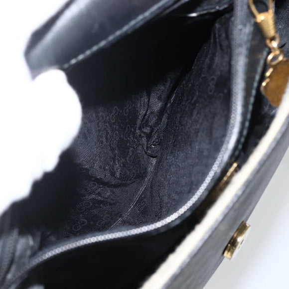 GUCCI Micro GG Supreme Schoudertas PVC Zwart Goud Auth BSZ310