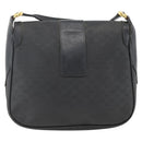 GUCCI Micro GG Supreme Schoudertas PVC Zwart Goud Auth BSZ310-2