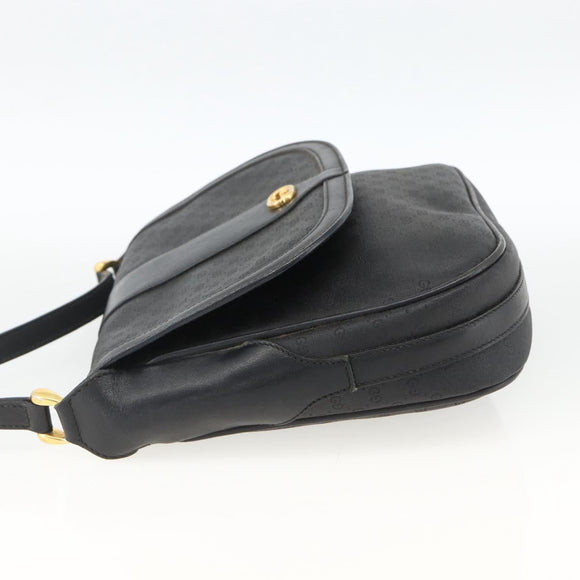 GUCCI Micro GG Supreme Schoudertas PVC Zwart Goud Auth BSZ310