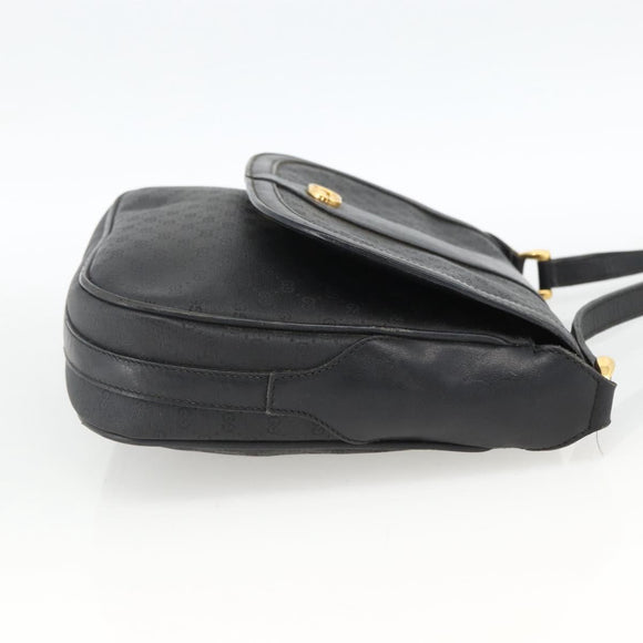 GUCCI Micro GG Supreme Schoudertas PVC Zwart Goud Auth BSZ310