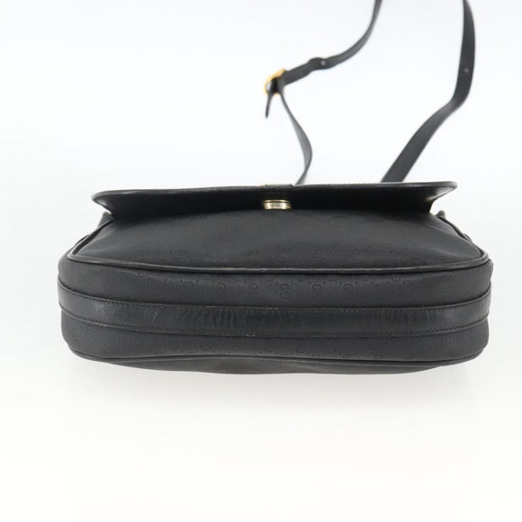 GUCCI Micro GG Supreme Schoudertas PVC Zwart Goud Auth BSZ310