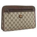 GUCCI GG Supreme Clutch Bag PVC Beige Gold 97 01 037 Auth BSZ311-1
