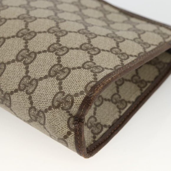 GUCCI GG Supreme Clutch Bag PVC Beige Gold 97 01 037 Auth BSZ311