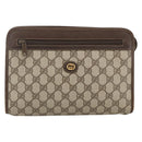 GUCCI GG Supreme Clutch Bag PVC Beige Gold 97 01 037 Auth BSZ311-2