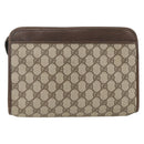 GUCCI GG Supreme Clutch Bag PVC Beige Gold 97 01 037 Auth BSZ311-3