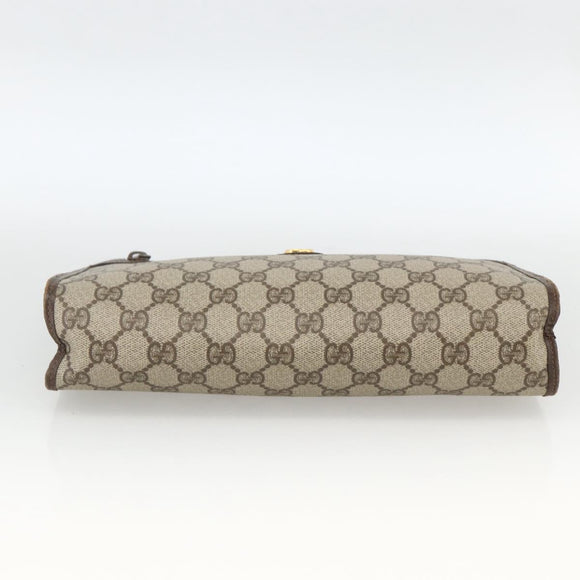 GUCCI GG Supreme Clutch Bag PVC Beige Gold 97 01 037 Auth BSZ311