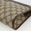 GUCCI GG Supreme Clutch Bag PVC Beige Gold 97 01 037 Auth BSZ311-8