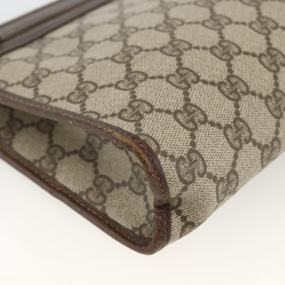 GUCCI GG Supreme Clutch Bag PVC Beige Gold 97 01 037 Auth BSZ311