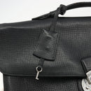 BALLY Business Bag Leather Black Silver Auth BSZ315-10
