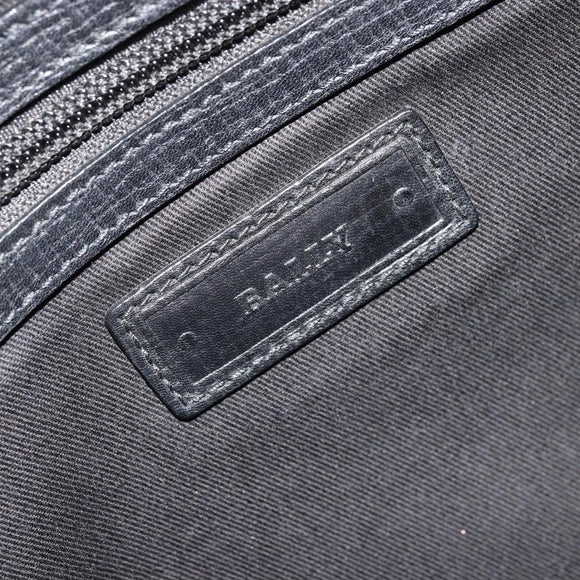 BALLY Business Bag Leather Black Silver Auth BSZ315