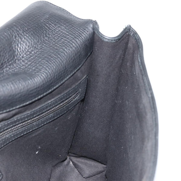 BALLY Business Bag Leather Black Silver Auth BSZ315