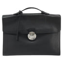 BALLY Business Bag Leather Black Silver Auth BSZ315-13