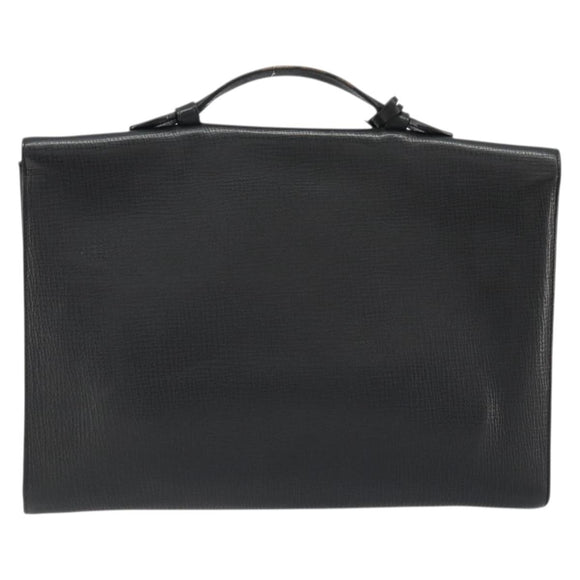 BALLY Business Bag Leather Black Silver Auth BSZ315
