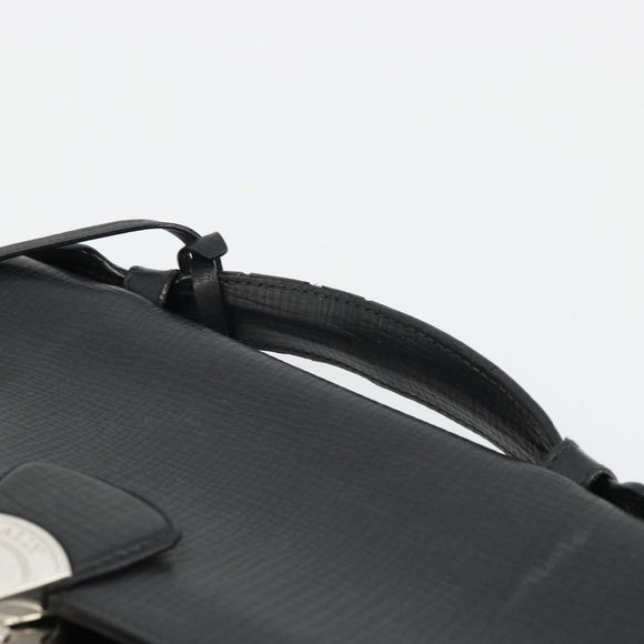 BALLY Business Bag Leather Black Silver Auth BSZ315