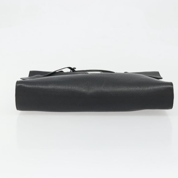 BALLY Business Bag Leather Black Silver Auth BSZ315