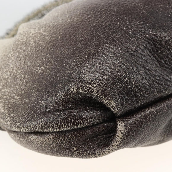 PRADA Chain Hand Bag Leather White Silver Auth BSZ318V