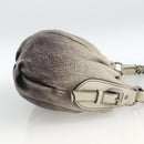 PRADA Chain Hand Bag Leather White Silver Auth BSZ318V-4