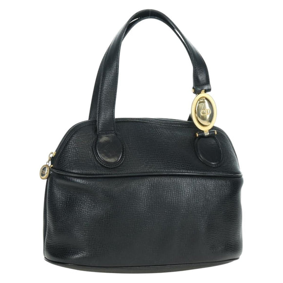 Christian Dior Hand Bag Leather Black Gold Auth BSZ319A