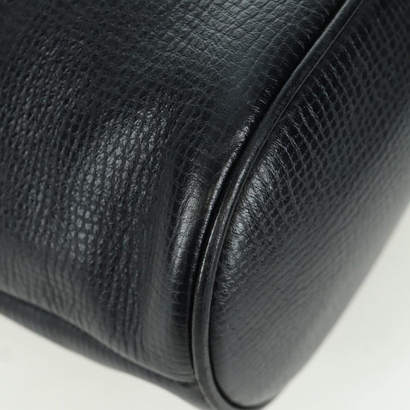 Christian Dior Hand Bag Leather Black Gold Auth BSZ319A