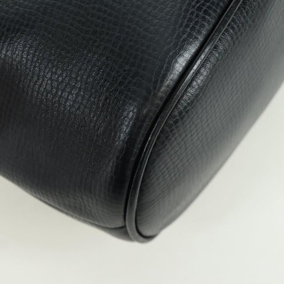 Christian Dior Hand Bag Leather Black Gold Auth BSZ319A