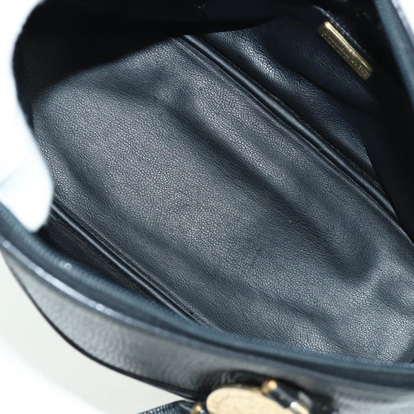 Christian Dior Hand Bag Leather Black Gold Auth BSZ319A