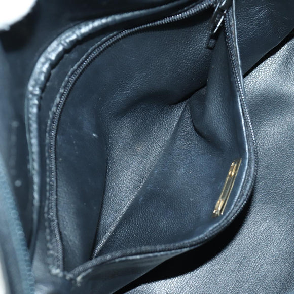 Christian Dior Hand Bag Leather Black Gold Auth BSZ319A