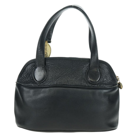 Christian Dior Hand Bag Leather Black Gold Auth BSZ319A