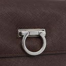 Salvatore Ferragamo Gancini Hand Bag Leather Brown Silver Auth BSZ320-14