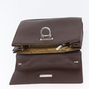 Salvatore Ferragamo Gancini Hand Bag Leather Brown Silver Auth BSZ320-15