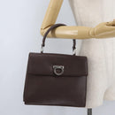 Salvatore Ferragamo Gancini Hand Bag Leather Brown Silver Auth BSZ320-22