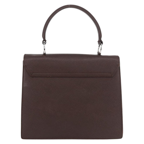 Salvatore Ferragamo Gancini Hand Bag Leather Brown Silver Auth BSZ320