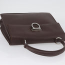 Salvatore Ferragamo Gancini Hand Bag Leather Brown Silver Auth BSZ320-6