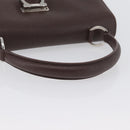 Salvatore Ferragamo Gancini Hand Bag Leather Brown Silver Auth BSZ320-7