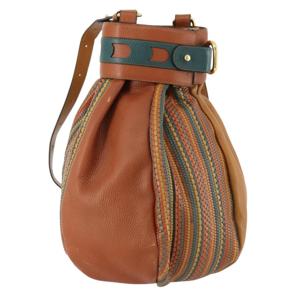 DELVAUX Shoulder Bag Leather Green Gold Auth BSZ321