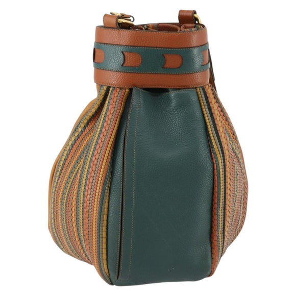 DELVAUX Shoulder Bag Leather Green Gold Auth BSZ321