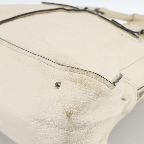 Chloe Paddington Hand Bag Leather White Silver Auth BSZ323